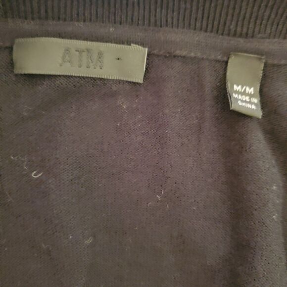 ATM Lightweight Cardigan Sweater V Neck Sweater Black Sz M - Picture 5 of 6